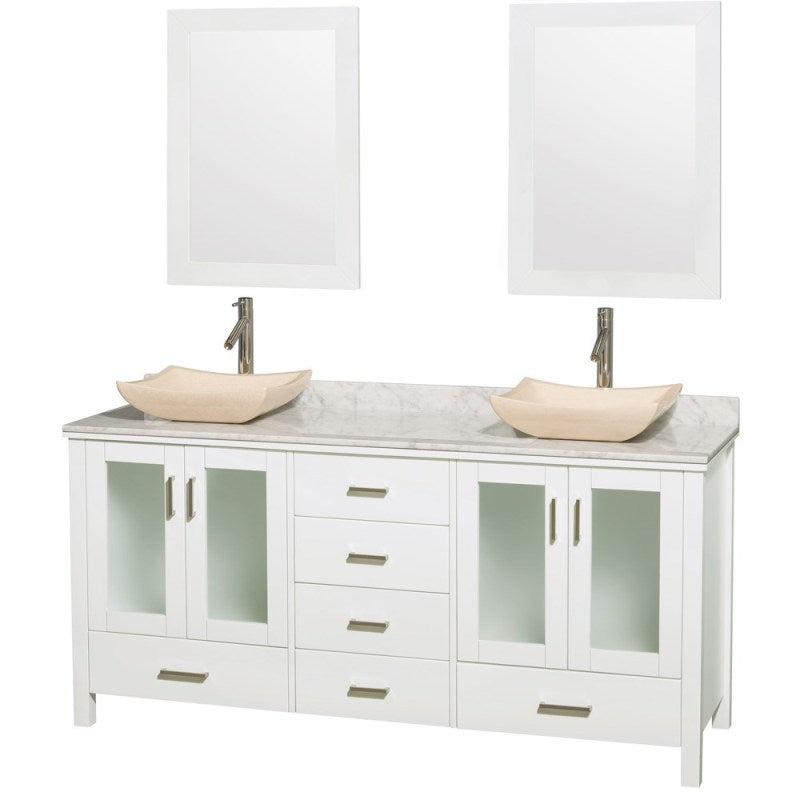 Wyndham Collection Lucy 72" Double Bathroom Vanity Set with Vessel Sinks - White WC-MS015-72-WHT-OVER 4