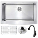 Anzzi ELYSIAN Farmhouse Stainless Steel 36 in. 0-Hole Kitchen Sink and Faucet Set with Accent Faucet in Oil Rubbed Bronze