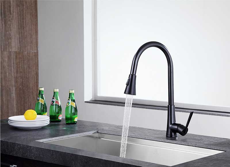 Anzzi Tulip Single-Handle Pull-Out Sprayer Kitchen Faucet in Oil Rubbed Bronze KF-AZ216ORB 17
