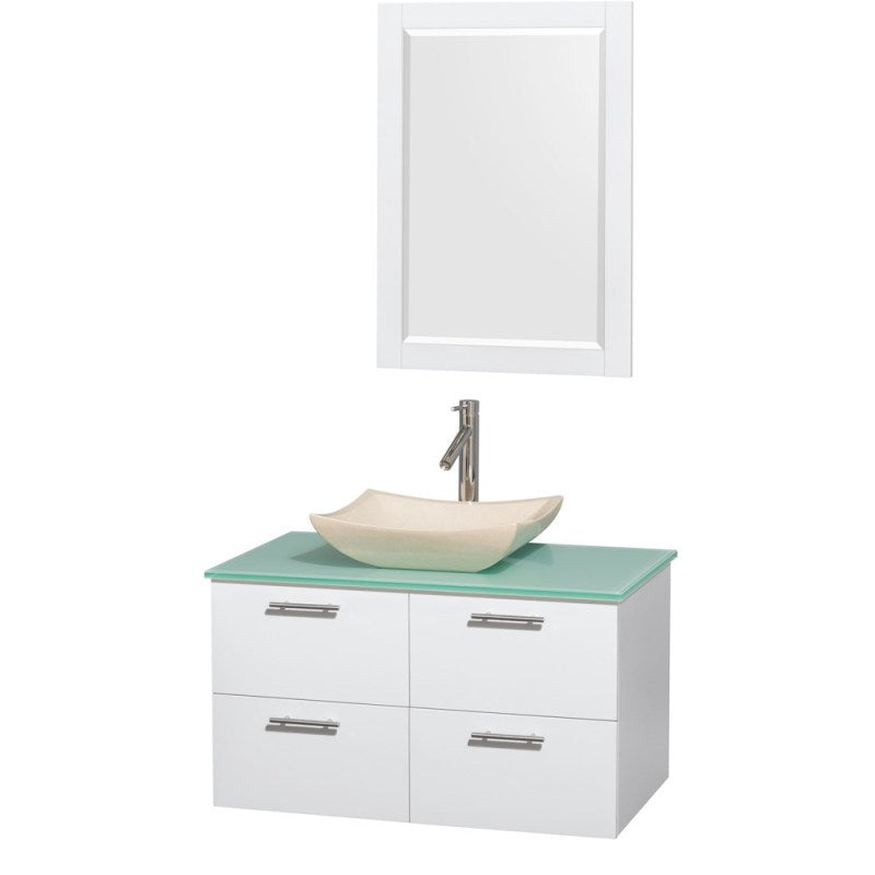Wyndham Collection Amare 36" Wall-Mounted Bathroom Vanity Set with Vessel Sink - Glossy White WC-R4100-36-WHT 6