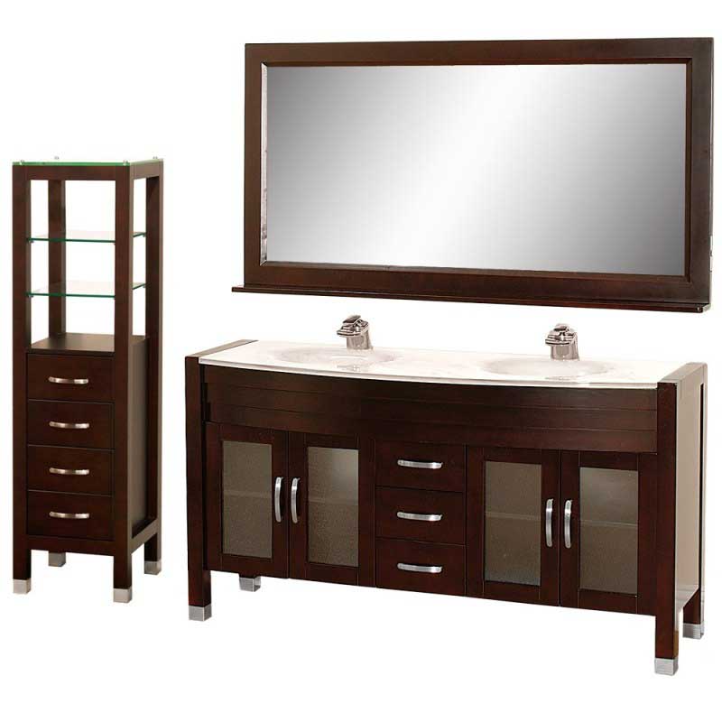 Wyndham Collection Daytona 63" Double Bathroom Vanity Set - Espresso w/ Drawers & Cabinet WC-A-W2200-63-ESP-SET