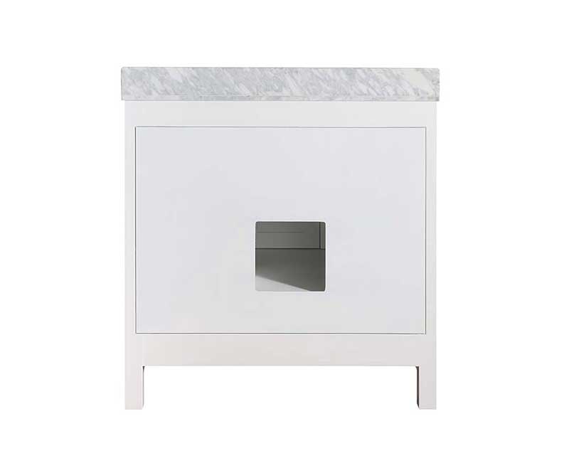 Anzzi Chateau 36 in. W x 22 in. D Vanity in White with Marble Vanity Top in Carrara White with White Basin and Mirror 19