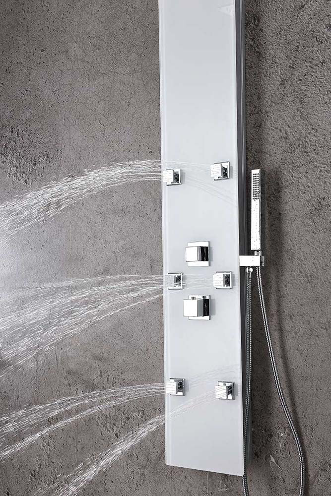 Anzzi Jaguar 60 in. 6-Jetted Full Body Shower Panel with Heavy Rain Shower and Spray Wand in White SP-AZ8089 5