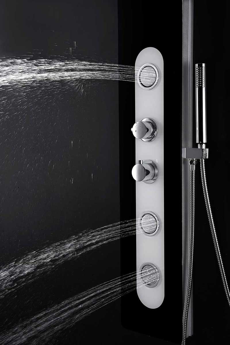 Anzzi LANDE Series 56 in. Full Body Shower Panel System with Heavy Rain Shower and Spray Wand in Black 8