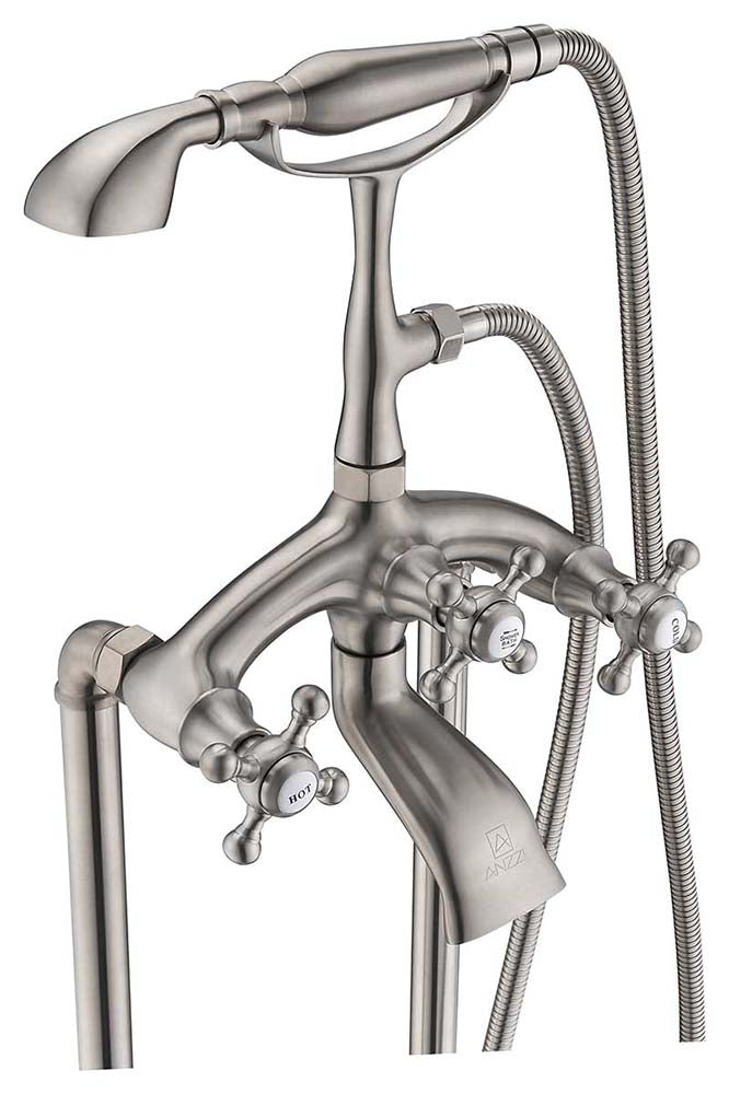 Anzzi Tugela 3-Handle Claw Foot Tub Faucet with Hand Shower in Brushed Nickel FS-AZ0052BN 9