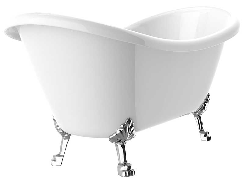 Anzzi 69.29” Belissima Double Slipper Acrylic Claw Foot Tub in White FT-CF130LXFT-CH 7