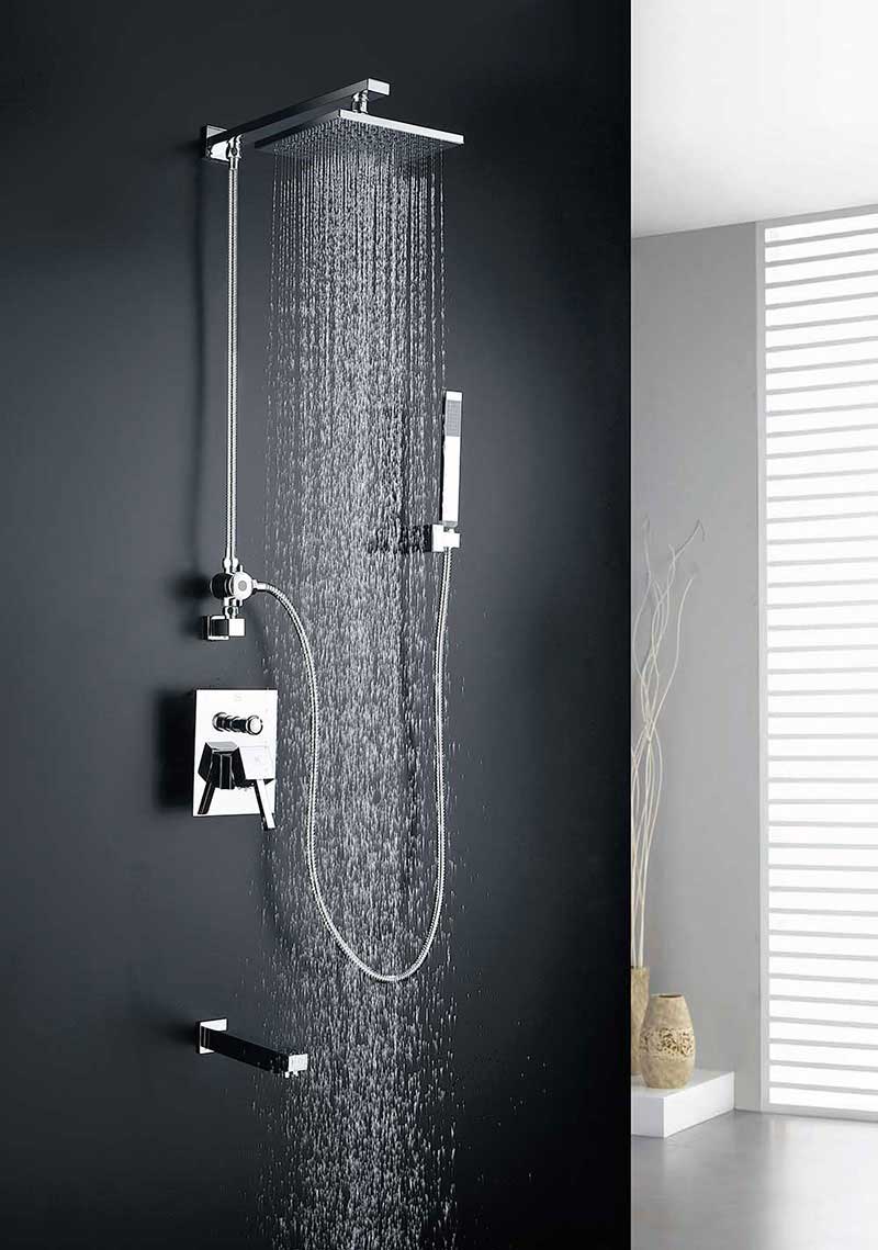 Anzzi Byne Single Handle Wall Mounted Showerhead and Bath Faucet Set in Polished Chrome 2