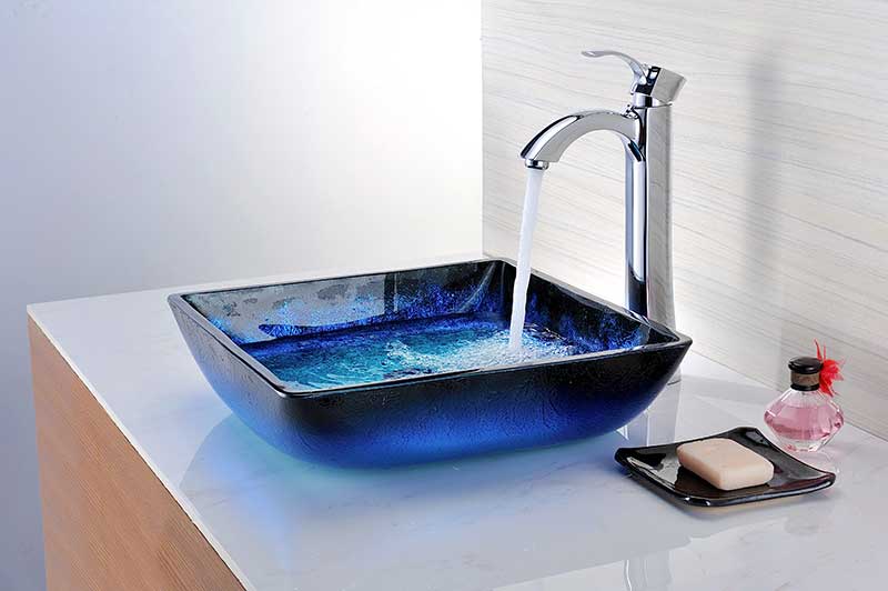 Anzzi Kuku Series Deco-Glass Vessel Sink in Blazing Blue S128 7