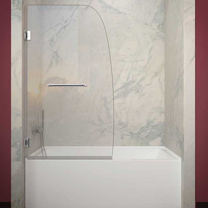 Anzzi GRAND Series 34 in. by 58 in. Frameless Hinged tub door in Chrome 2