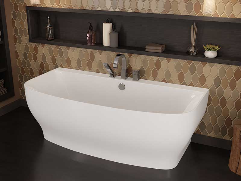 Anzzi Bank Series 5.41 ft. Freestanding Bathtub with Deck Mounted Faucet in White FT-FR112473CH 4