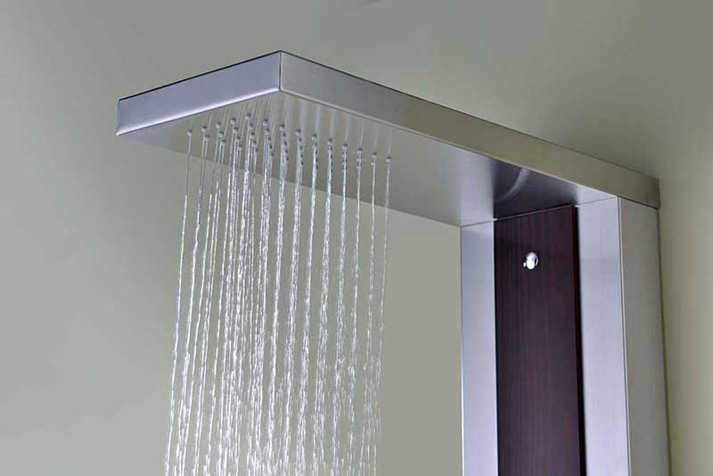 Anzzi Kiki 59 in. 6-Jetted Full Body Shower Panel with Heavy Rain Shower and Spray Wand in Mahogany Style Deco-Glass  7