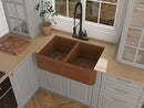 Anzzi Silesian Farmhouse Handmade Copper 33 in. 50/50 Double Bowl Kitchen Sink with Grape Vine Design in Hammered Antique Copper SK-009 3