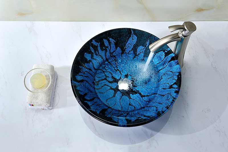 Anzzi Telina Series Deco-Glass Vessel Sink in Lustrous Blue and Black Y270 3