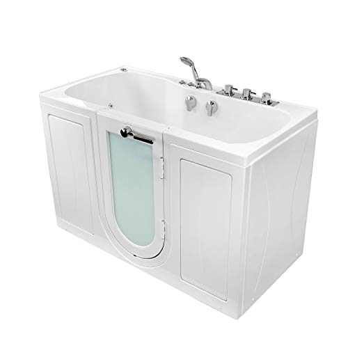 Ella's Bubbles O2SA3260HM-R Ella Tub4Two 32"x 60" Hydro Massage and Microbubble Acrylic Walk-in Tub with Right Outward Swing Door, Thermostatic Faucet, Dual 2" Drains, 32" x 60" x 42", White