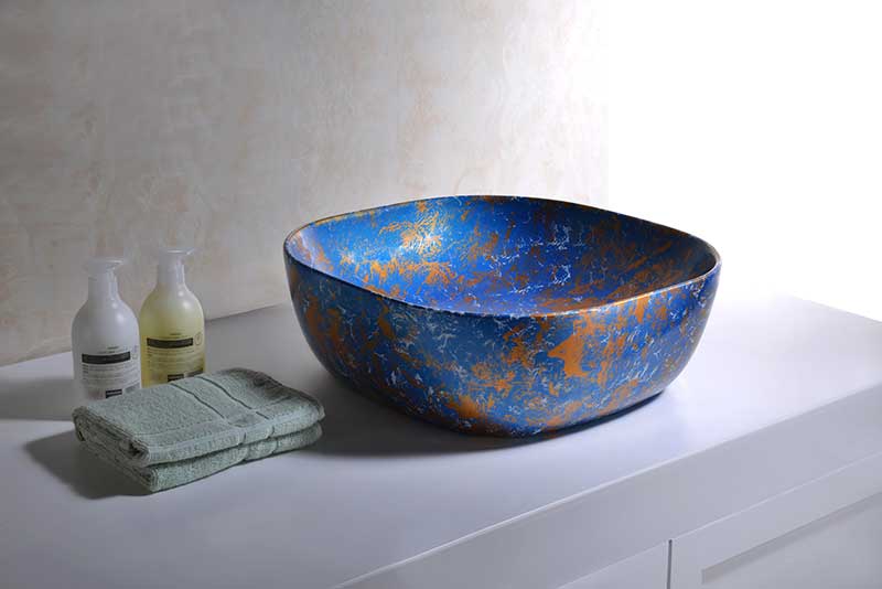 Anzzi Marbled Series Ceramic Vessel Sink in Marbled Tulip Finish LS-AZ253 3