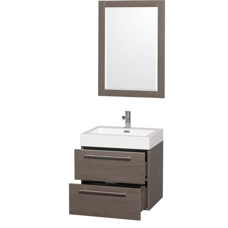 Wyndham Collection Amare 24" Wall-Mounted Bathroom Vanity Set With Integrated Sink - Gray Oak WC-R4100-24-VAN-GRO- 2