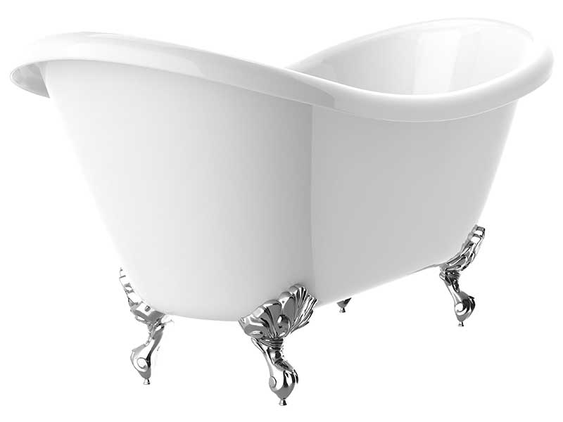 Anzzi 69.29” Belissima Double Slipper Acrylic Claw Foot Tub in White FT-CF130FAFT-CH 7