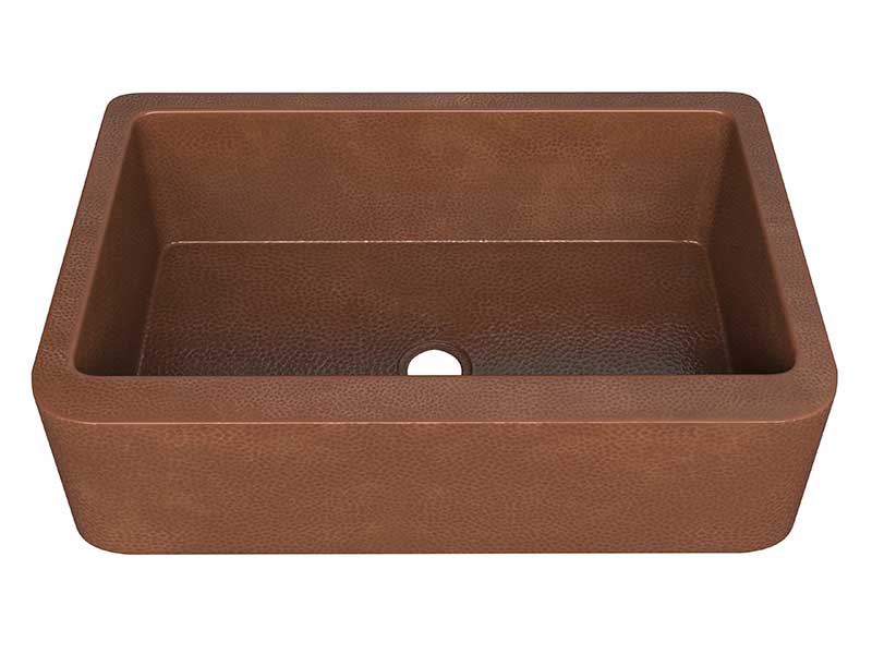 Anzzi Miletus Farmhouse Handmade Copper 33 in. 0-Hole Single Bowl Kitchen Sink in Hammered Antique Copper SK-013 7