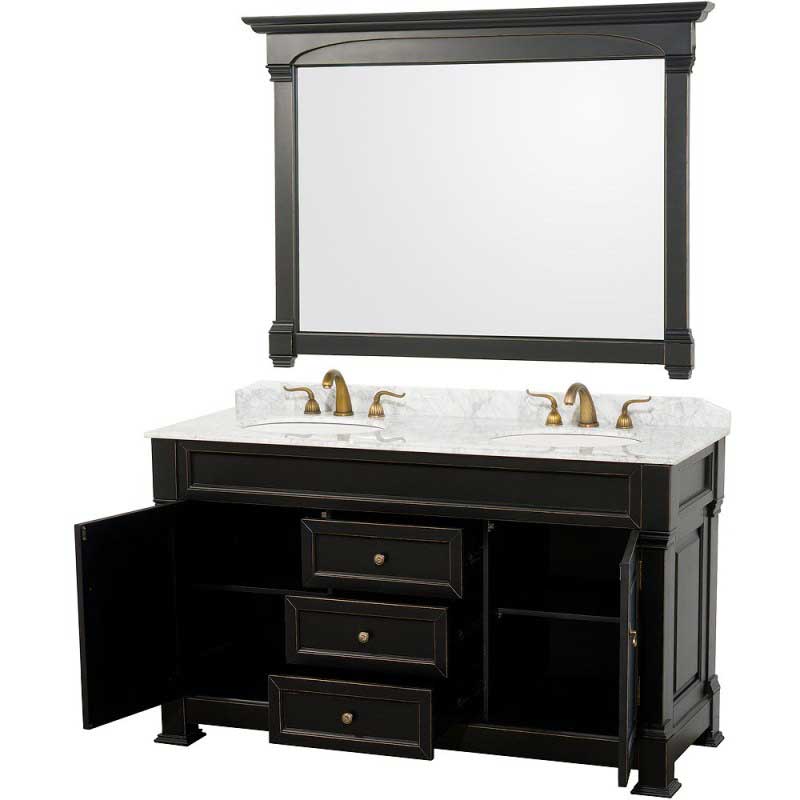Wyndham Collection Andover 60" Traditional Bathroom Double Vanity Set - Black WC-TD60-BLK 4