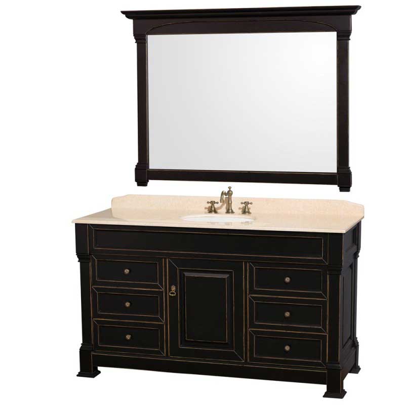 Wyndham Collection Andover 60" Traditional Bathroom Vanity Set - Black WC-TS60-BLK