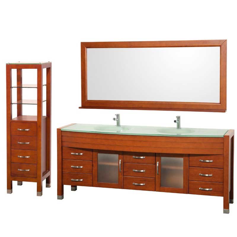 Wyndham Collection Daytona 78" Double Bathroom Vanity Set & Side Cabinet - Cherry WC-A-W2200-78-CH-SET