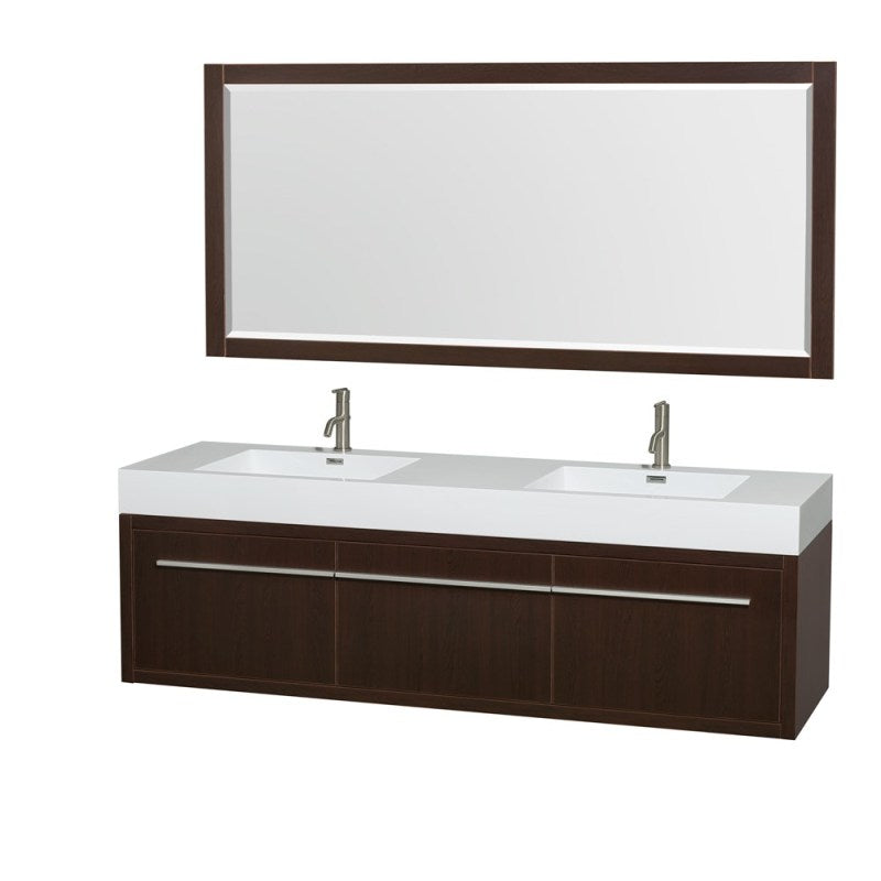 Wyndham Collection Axa 72" Wall-Mounted Bathroom Vanity Set With Integrated Sinks - Espresso WC-R4300-72-VAN-ESP