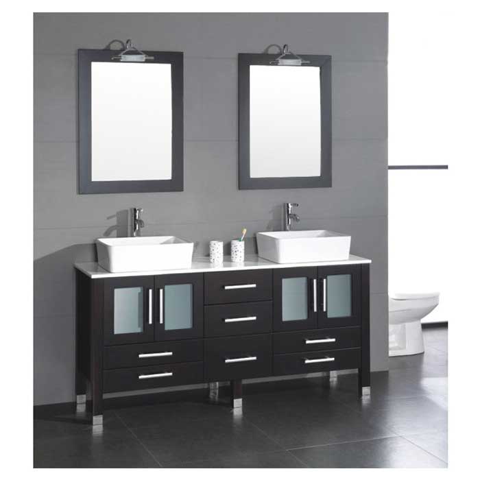 Cambridge Plumbing Aspen 64" Double Bathroom Vanity Set