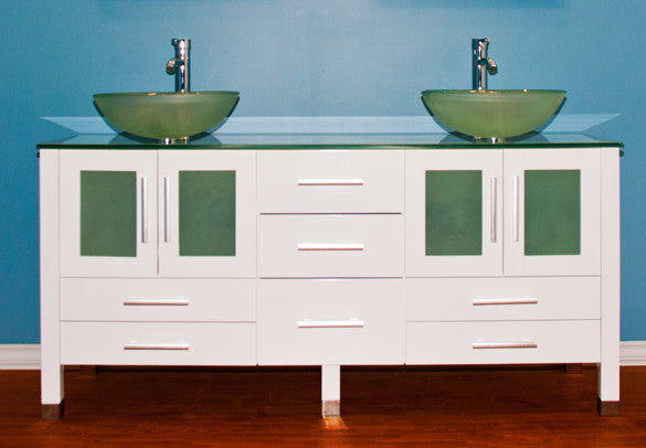 Cambridge Plumbing White Emerald 71" Double Sink Vanity Set
