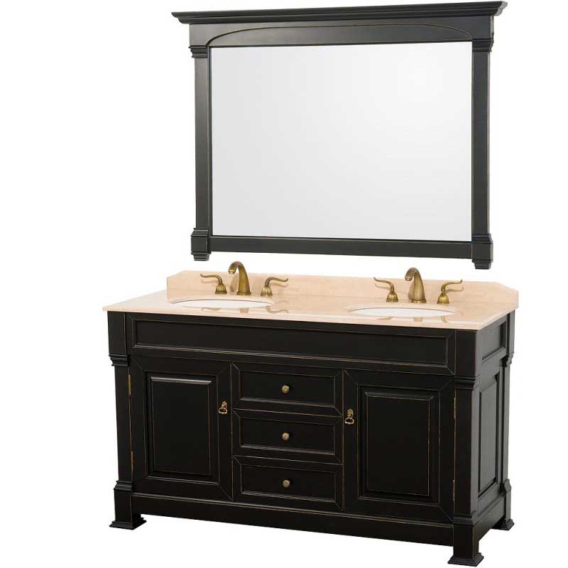 Wyndham Collection Andover 60" Traditional Bathroom Double Vanity Set - Black WC-TD60-BLK