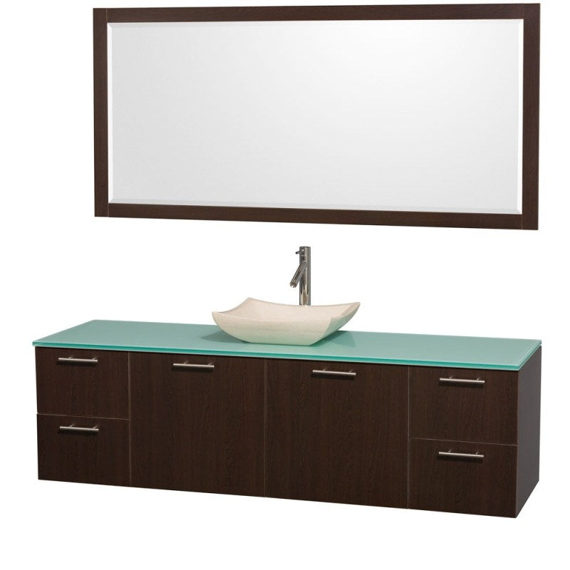 Wyndham Collection Amare 72" Wall-Mounted Single Bathroom Vanity Set with Vessel Sink - Espresso WC-R4100-72-ESP-SGL 6