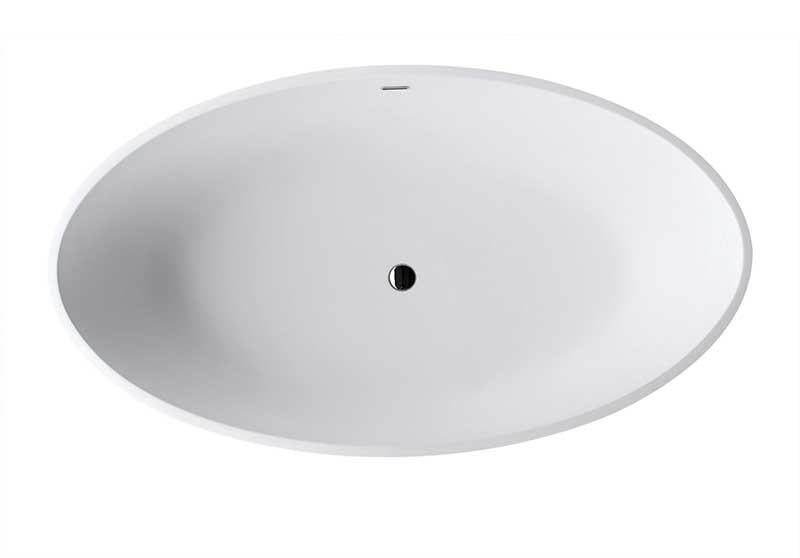 Anzzi Hangiri 5.5 ft. Solid Surface Center Drain Freestanding Bathtub in Matte White BS-S29 3