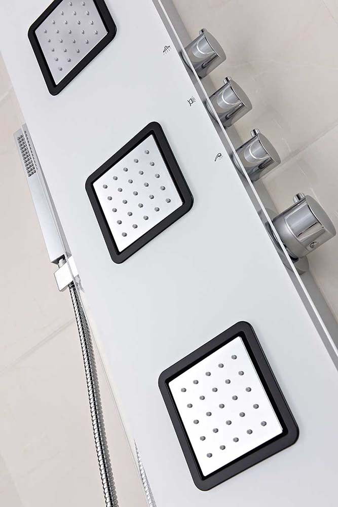 Anzzi Leopard 60 in. 3-Jetted Full Body Shower Panel with Heavy Rain Shower and Spray Wand in White SP-AZ032 16