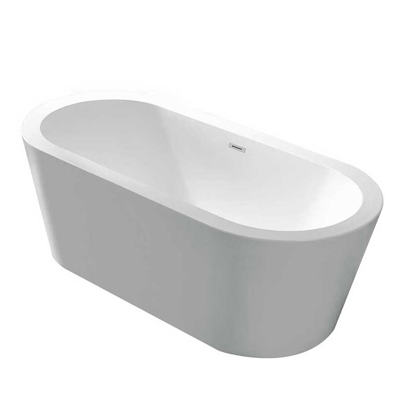 Anzzi Ares 5.5 ft. Center Drain Freestanding Bathtub in Glossy White
