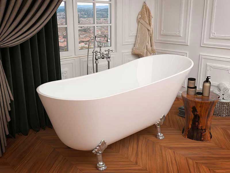 Anzzi LEGION 5.5 ft. Claw Foot One Piece Acrylic Freestanding Soaking Bathtub in Glossy White  2