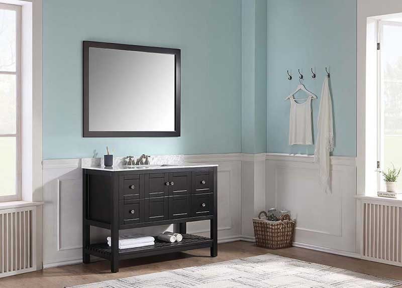Anzzi Montaigne 48 in. W x 22 in. D Vanity in Espresso with Marble Vanity Top in Carrara White with White Basin and Mirror 2