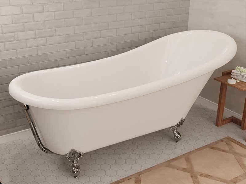 Anzzi 67.32” Diamante Slipper-Style Acrylic Claw Foot Tub in White FT-CF131FAFT-CH 3