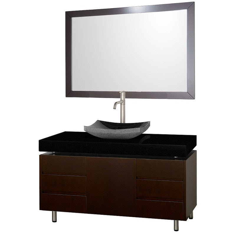 Wyndham Collection Malibu 48" Bathroom Vanity Set - Espresso Finish with Black Absolute Granite Counter and Black Granite Sink WC-CG3000-48-ESP-BLK-GR