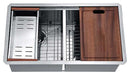 Anzzi Aegis Undermount Stainless Steel 32.75 in. 0-Hole 50/50 Double Bowl Kitchen Sink with Cutting Board and Colander K-AZ3219-2Ac