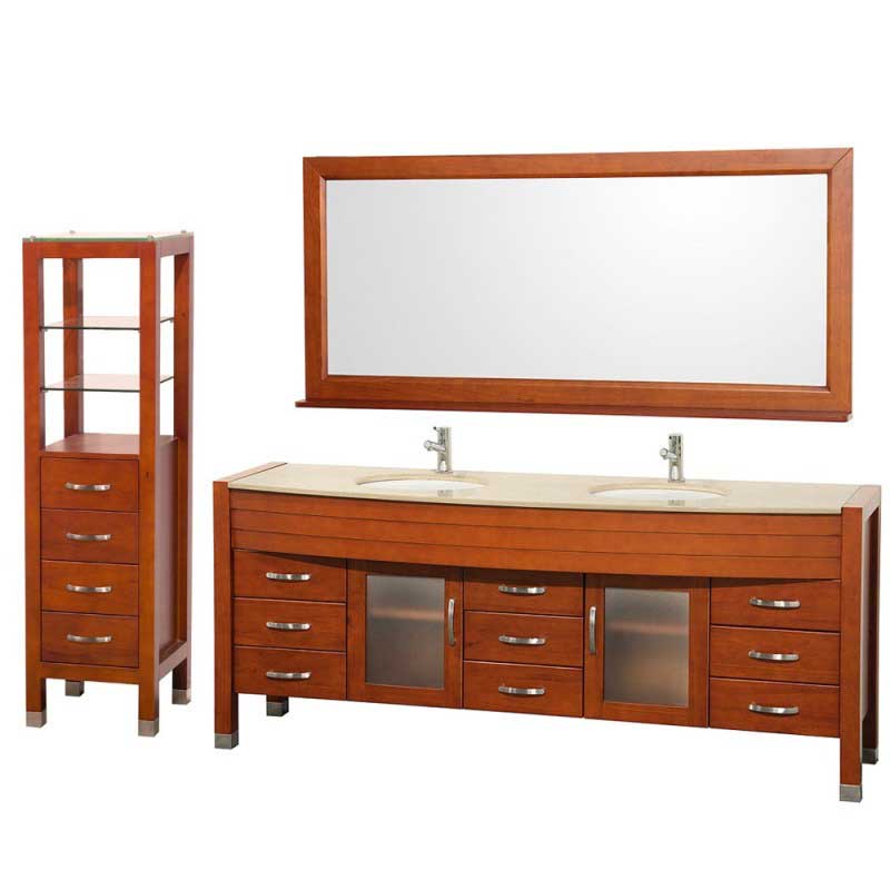 Wyndham Collection Daytona 78" Double Bathroom Vanity Set & Side Cabinet - Cherry WC-A-W2200-78-CH-SET 2