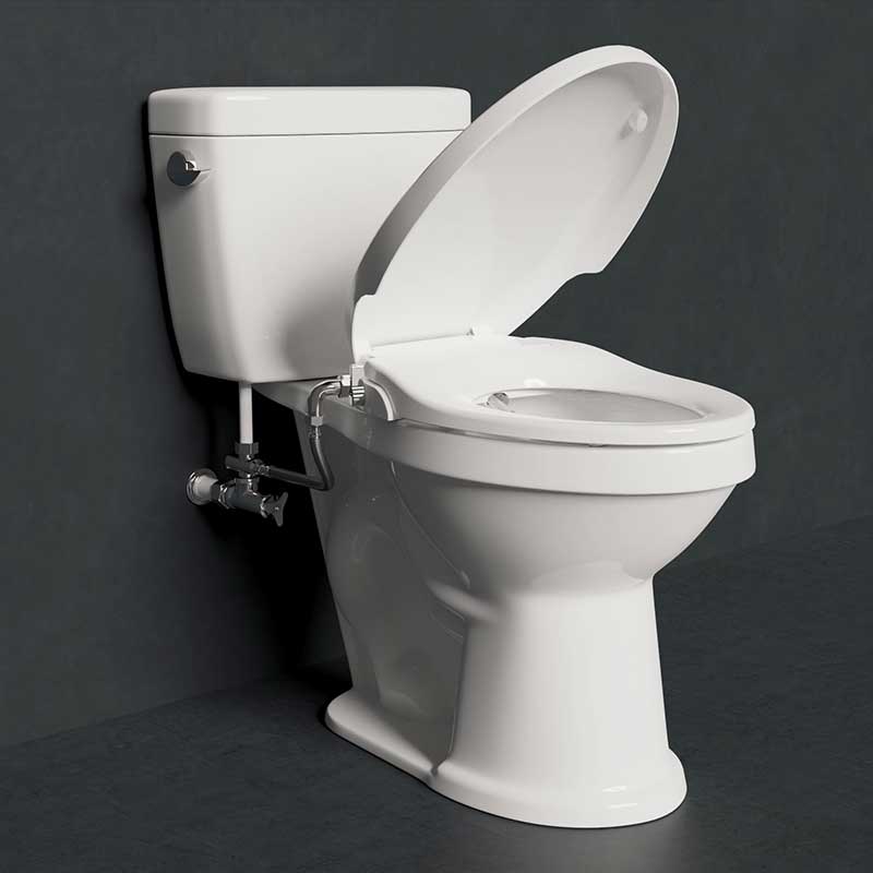 Anzzi Hal Series Non-Electric Bidet Seat for Elongated Toilet in White with Dual Nozzle, Built-In Side Lever and Soft Close TL-MBSEL200WH 2