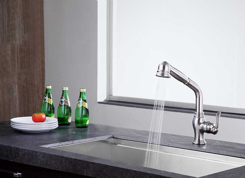 Anzzi Del Moro Single-Handle Pull-Out Sprayer Kitchen Faucet in Brushed Nickel KF-AZ203BN 13
