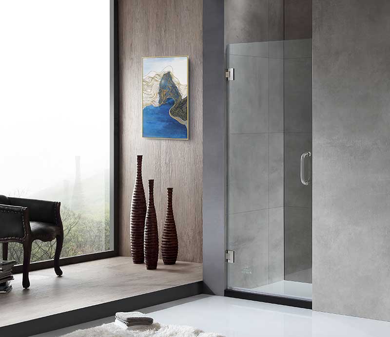 Anzzi Passion Series 24 in. by 72 in. Frameless Hinged Shower Door in Brushed Nickel with Handle SD-AZ8075-01BN 2