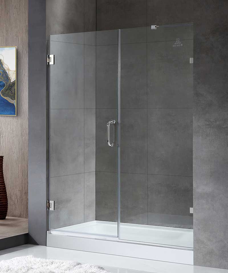 Anzzi Makata Series 60 in. by 72 in. Frameless Hinged Alcove Shower Door in Polished Chrome with Handle SD-AZ8073-01CH