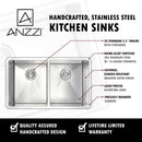 Anzzi VANGUARD Undermount Stainless Steel 32 in. Double Bowl Kitchen Sink and Faucet Set with Singer Faucet in Polished Chrome 5