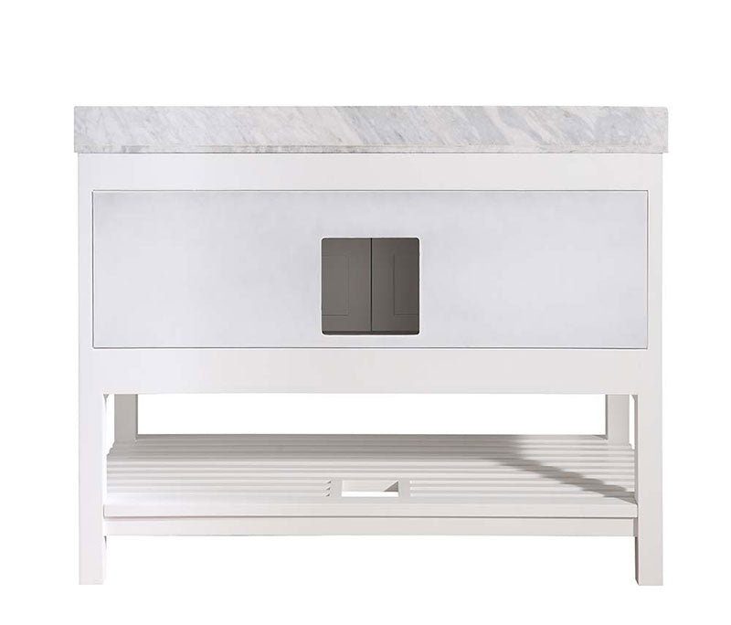 Anzzi Montaigne 48 in. W x 22 in. D Vanity in White with Marble Vanity Top in Carrara White with White Basin and Mirror 18