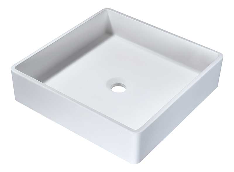 Anzzi Matimbi 1-Piece Solid Surface Vessel Sink with Pop Up Drain in Matte White LS-AZ8239