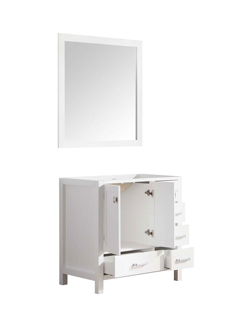 Anzzi Chateau 36 in. W x 22 in. D Vanity in White with Marble Vanity Top in Carrara White with White Basin and Mirror 16