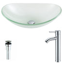 Anzzi Forza Series Deco-Glass Vessel Sink in Lustrous Frosted with Fann Faucet in Chrome