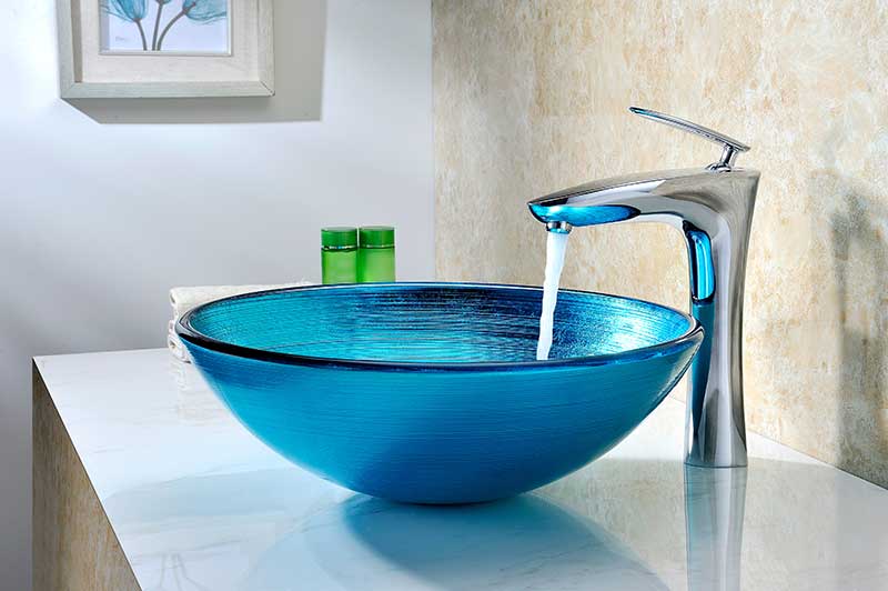 Anzzi Taba Series Deco-Glass Vessel Sink in Lustrous Blue LS-AZ8099 5