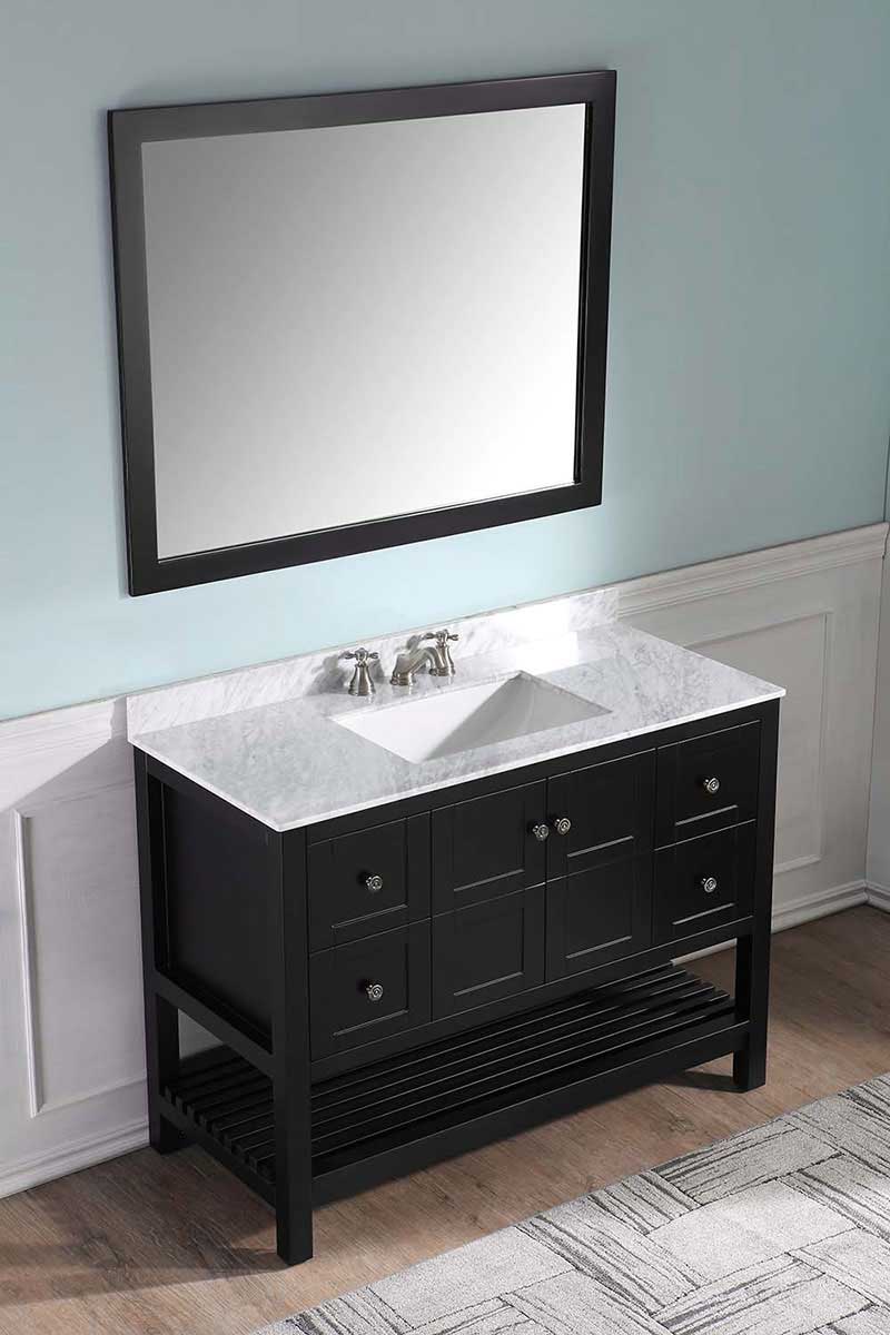 Anzzi Montaigne 48 in. W x 22 in. D Vanity in Espresso with Marble Vanity Top in Carrara White with White Basin and Mirror 3